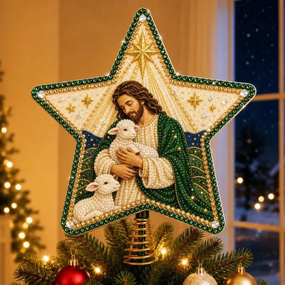 Religiöst DIY-kit för julgranstopp med pärlor och diamanter