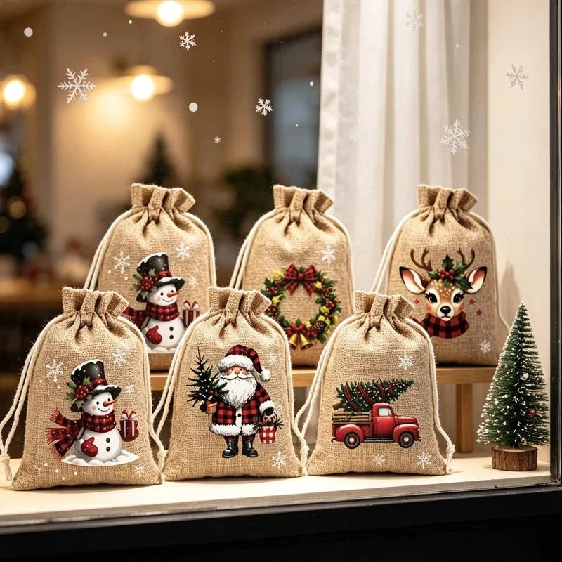 Julpresentpåsar med dragsko 5-pack