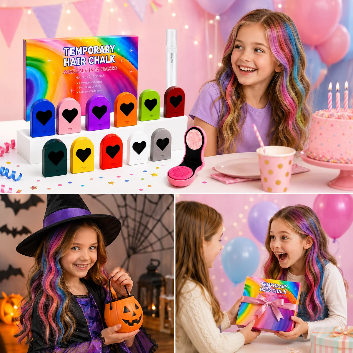 ColorPop urtvättbara hårkritor 12 färger