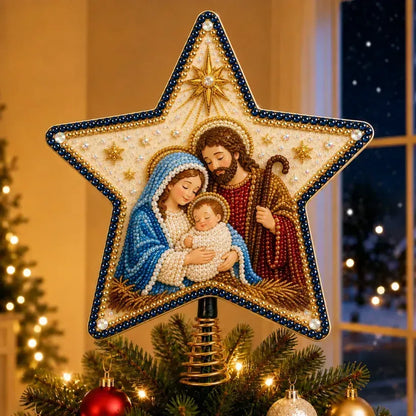 Religiöst DIY-kit för julgranstopp med pärlor och diamanter