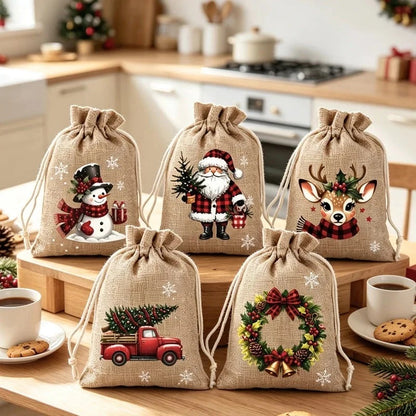 Julpresentpåsar med dragsko 5-pack