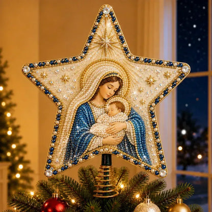 Religiöst DIY-kit för julgranstopp med pärlor och diamanter