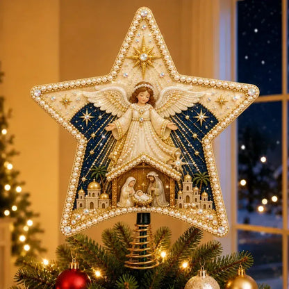 Religiöst DIY-kit för julgranstopp med pärlor och diamanter