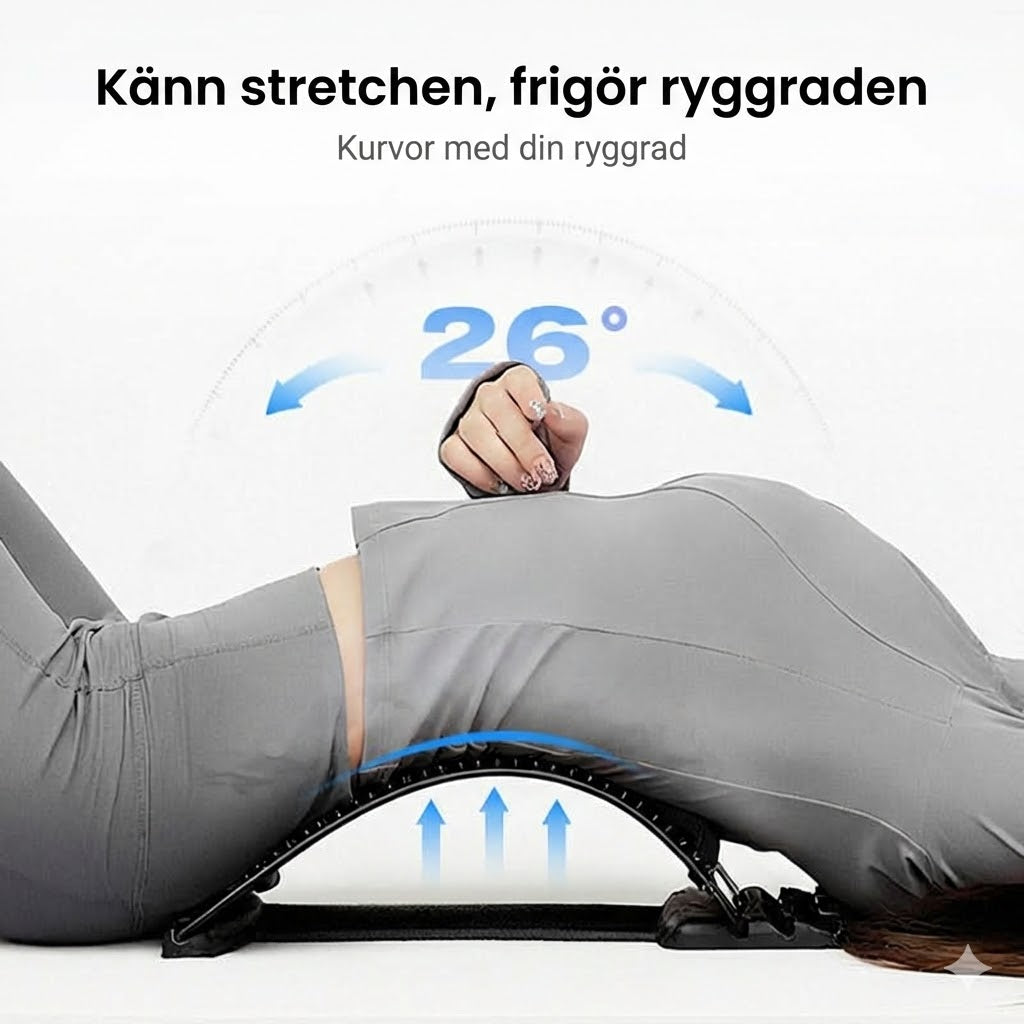 Magnetisk akupunkturmassage och ryggsträckare för ländryggen