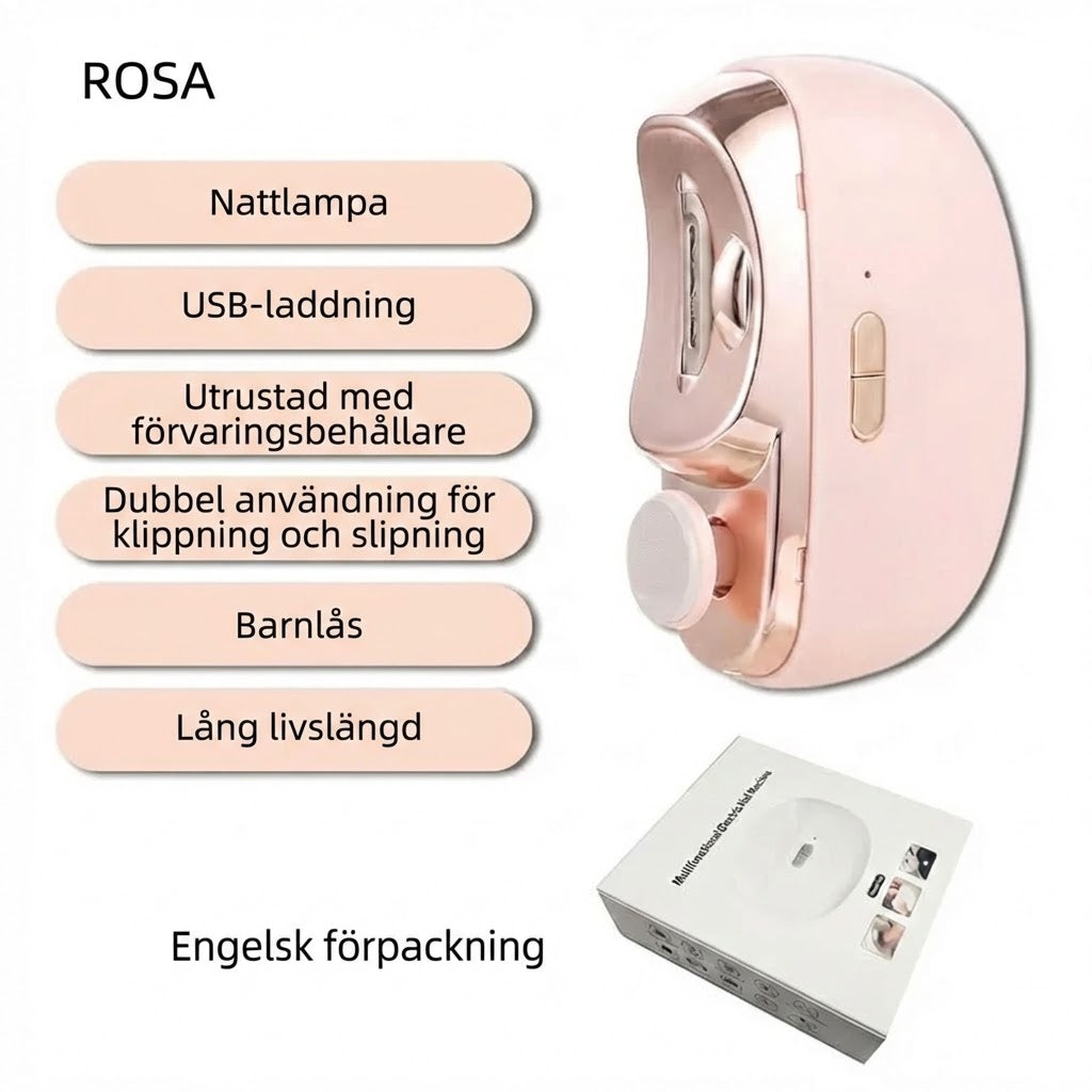 3-i-1 elektrisk poleringsmaskin och automatisk nagelklippare