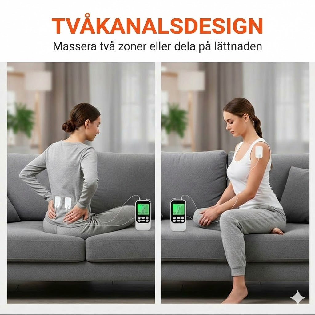 Bärbar tvåkanals TENS-muskelstimulator