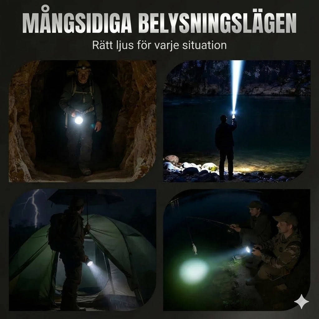 LED-ficklampa med digital display och zoom