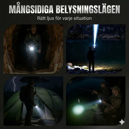 LED-ficklampa med digital display och zoom