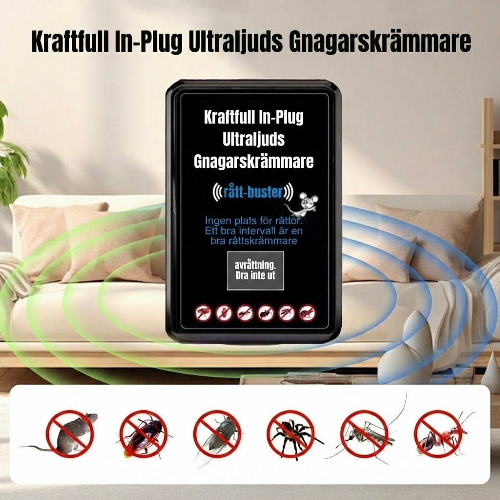 Kraftfull ultraljudsskadedjursskrämma för vägguttag