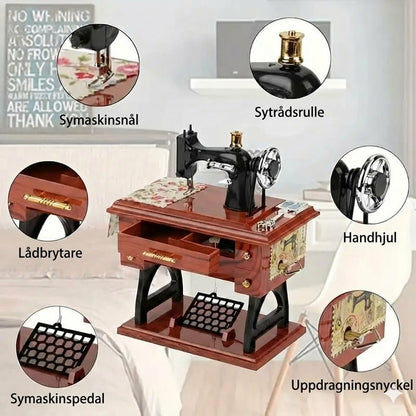Minisymaskin speldosa i trä