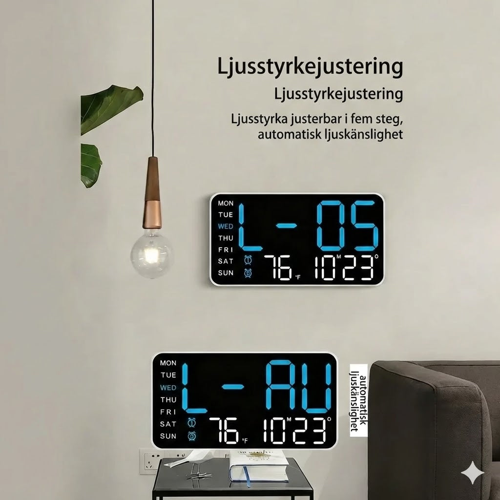 Multifunktionell dekorativ digital LED-väggklocka