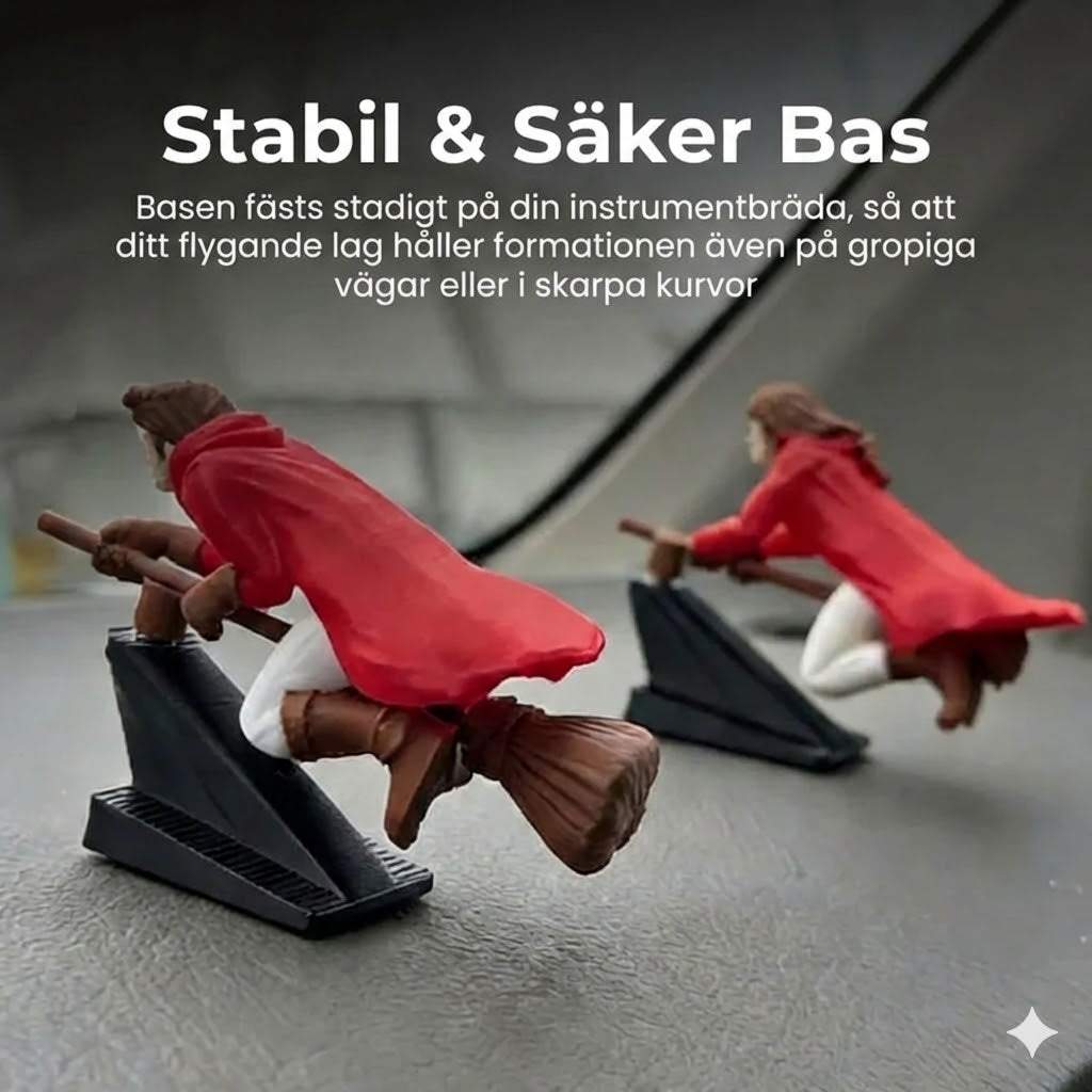Magisk kvastdekoration till bilens instrumentbräda
