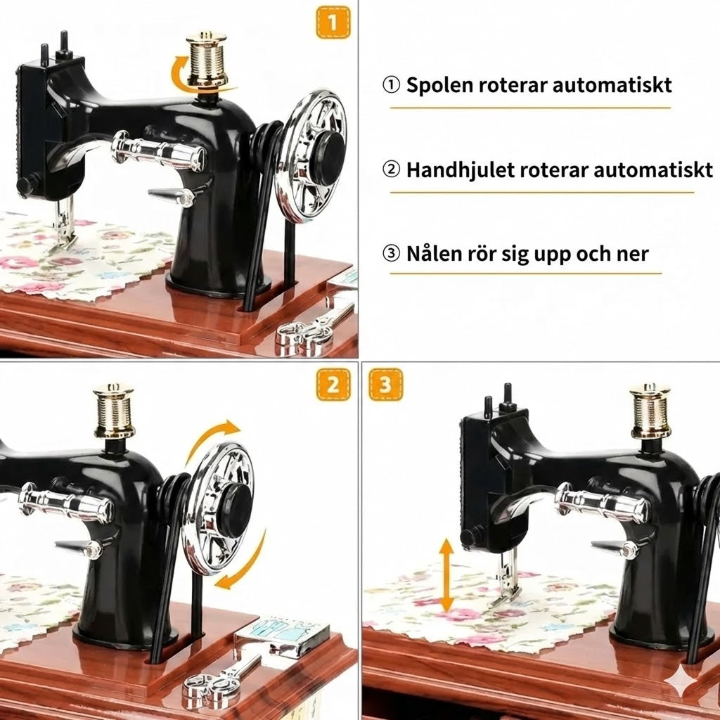 Minisymaskin speldosa i trä