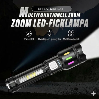 LED-ficklampa med digital display och zoom